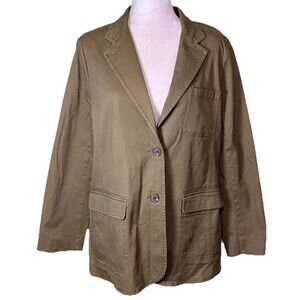 Talbots Women’s Green Utility Cotton Blazer Casual Workwear Chore Coat Size 12‎